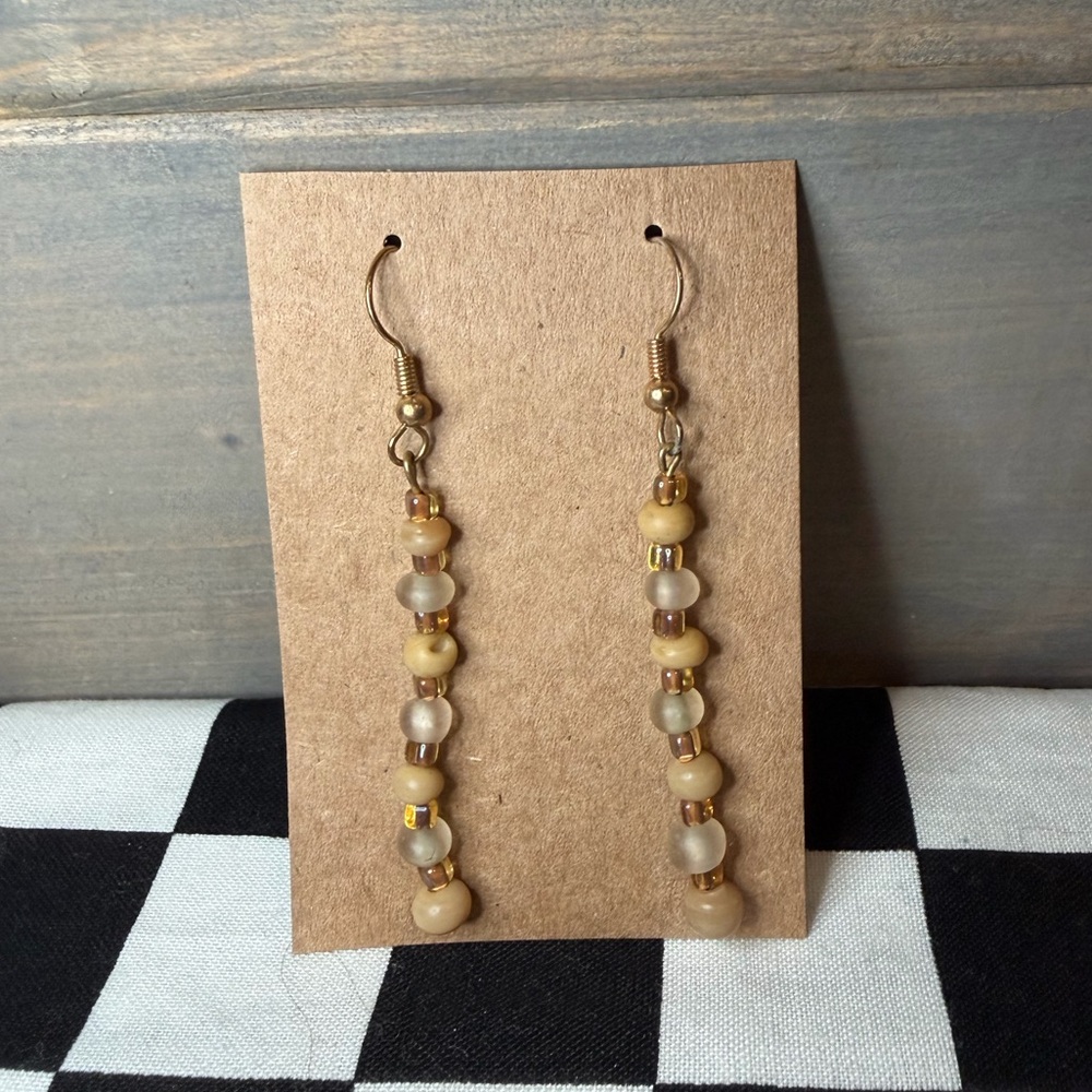 Glass And Stone Dangle Earrings